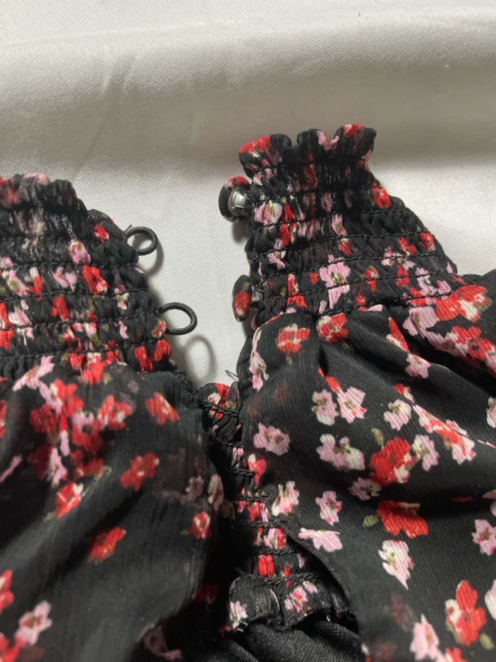 Floral Ruffle Tiered Mini Dress - Black with Pink Floral - Picture 11 of 11